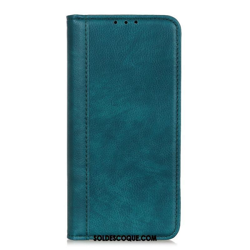 Flip Cover Samsung Galaxy S22 Plus 5G Cuir Litchi Fendu Élégance