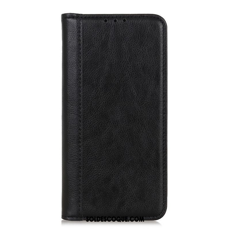 Flip Cover Samsung Galaxy S22 Plus 5G Cuir Litchi Fendu Élégance