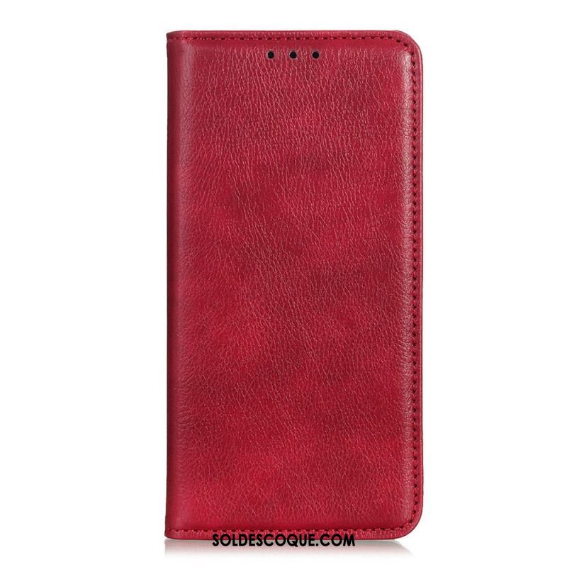 Flip Cover Samsung Galaxy S23 5G Cuir Fendu Litchi