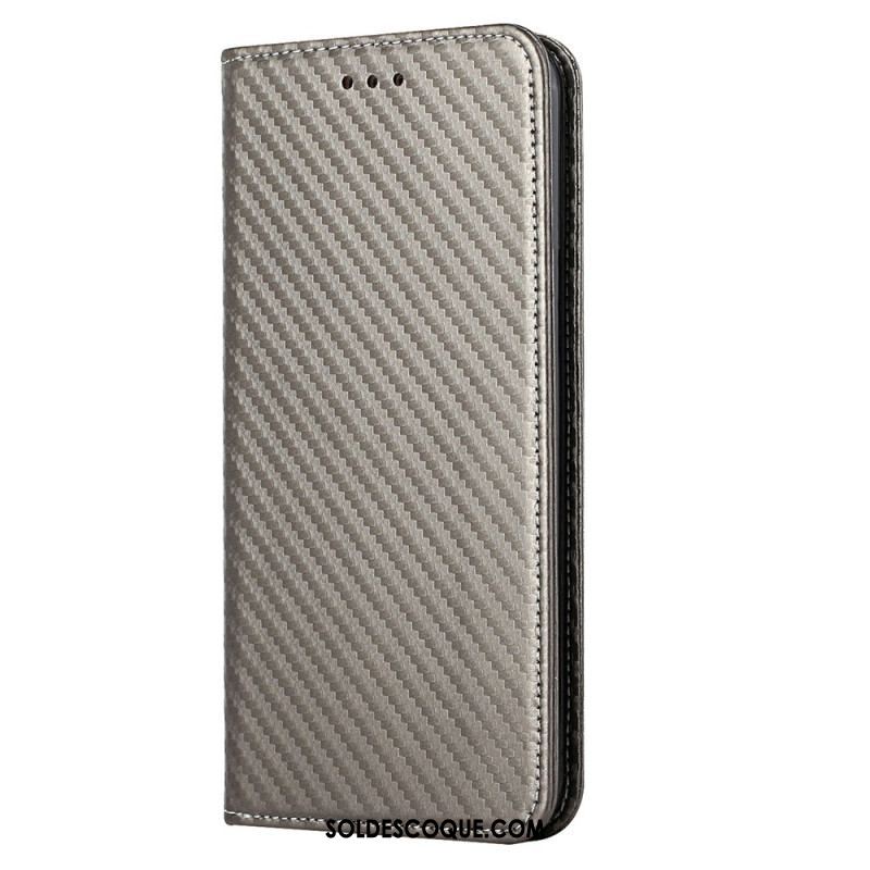 Flip Cover Samsung Galaxy S23 Plus 5G Style Fibre Carbone à Lanière