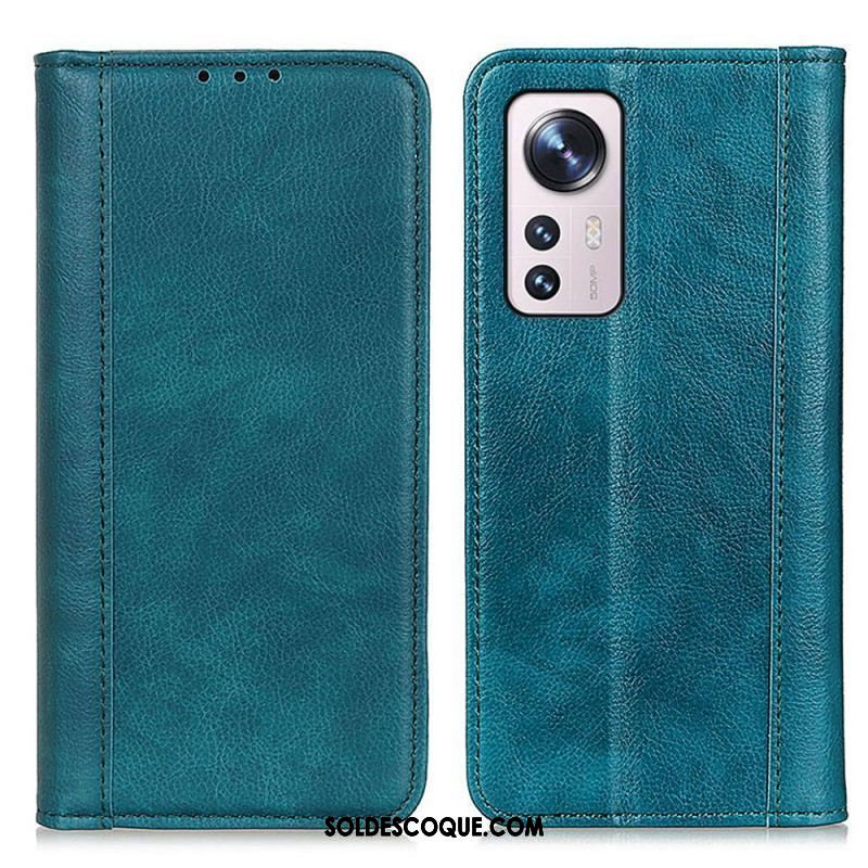 Flip Cover Xiaomi 12 Pro Version Coloré Cuir Fendu