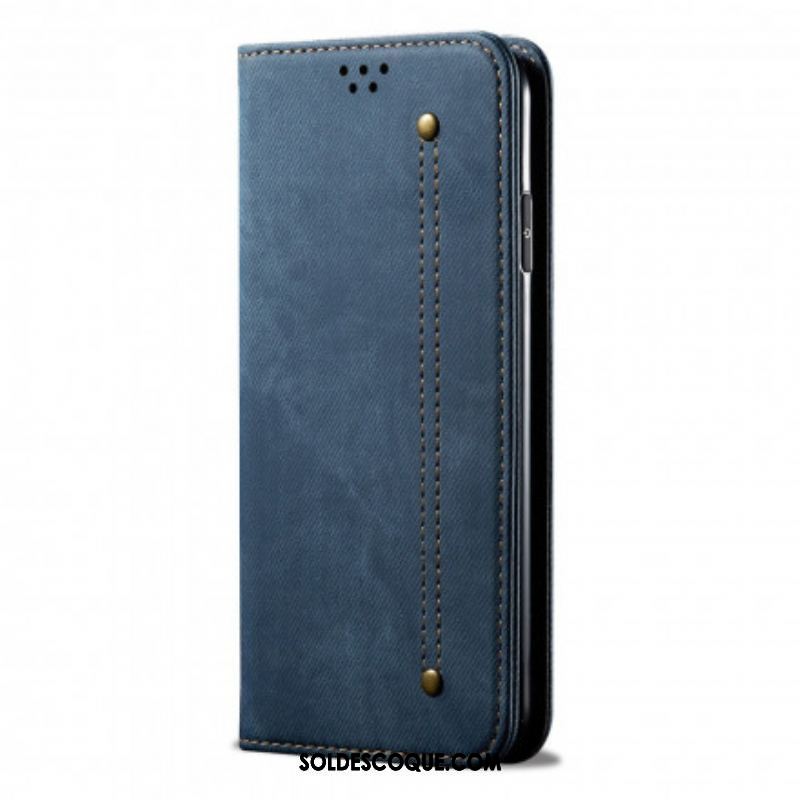 Flip Cover Xiaomi Redmi Note 10 Pro Tissu Jeans