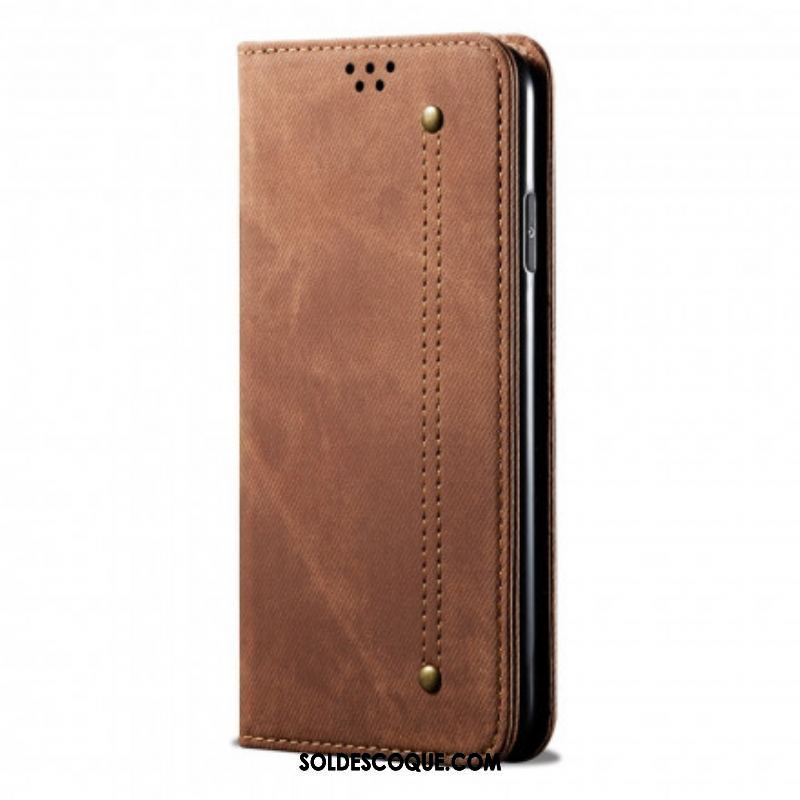 Flip Cover Xiaomi Redmi Note 10 Pro Tissu Jeans