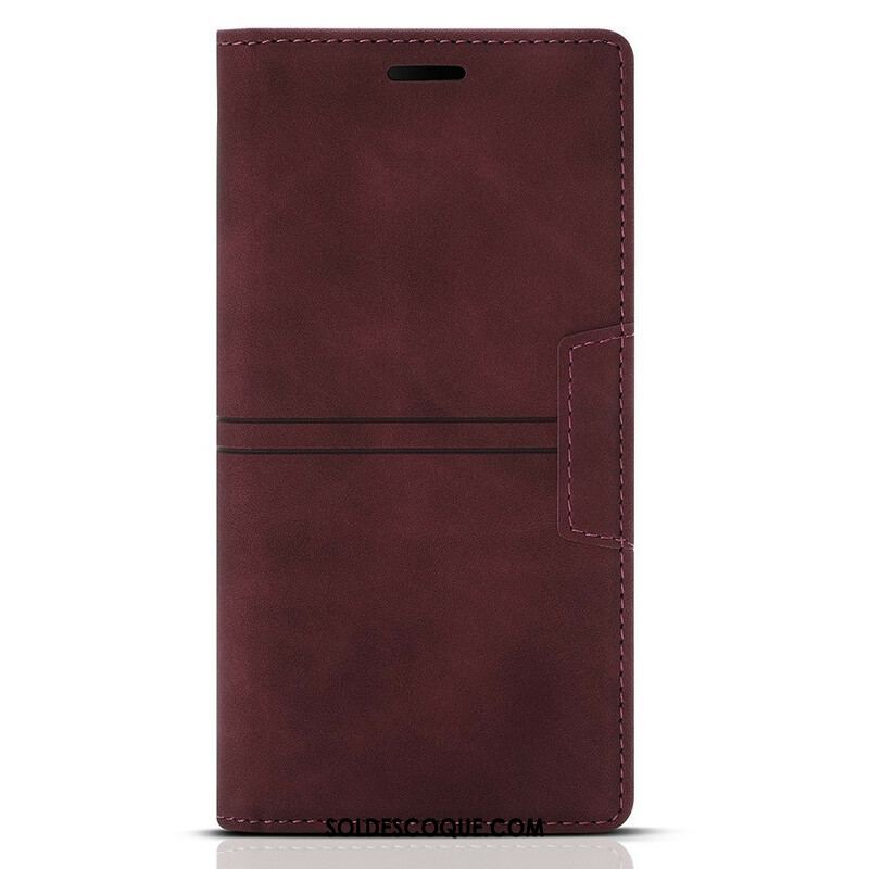 Flip Cover iPhone 13 Pro Style Cuir Couture Fermoir Magnétique