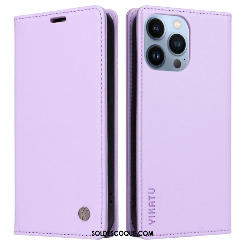 Flip Cover iPhone 13 Pro Style Cuir Rivet YIKATU