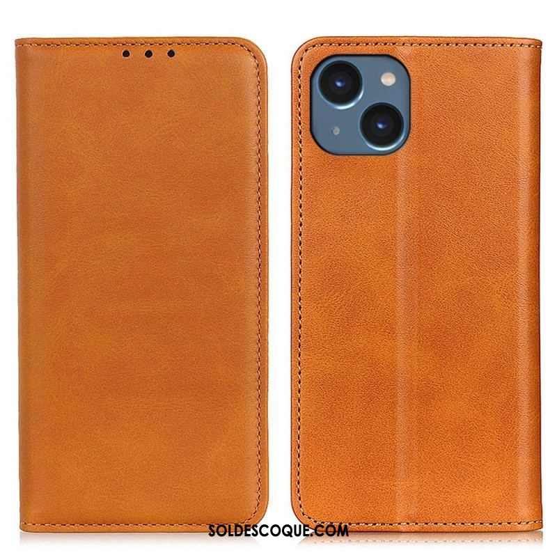 Flip Cover iPhone 14 Plus Cuir Fendu Mat