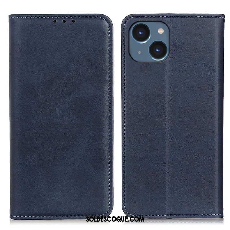 Flip Cover iPhone 14 Plus Cuir Fendu Mat