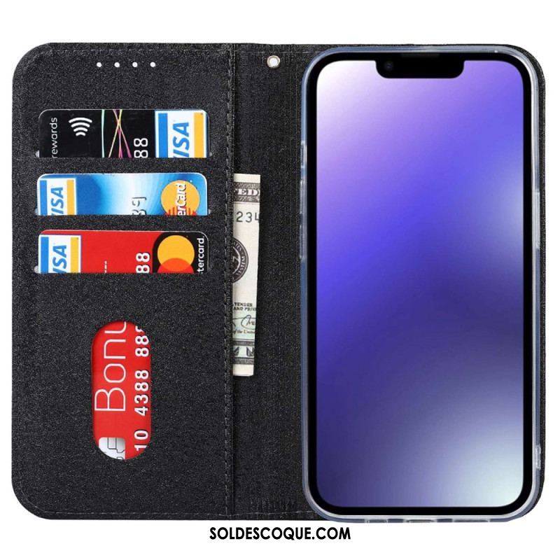 Flip Cover iPhone 14 Plus Style Cuir Douceur avec Lanière