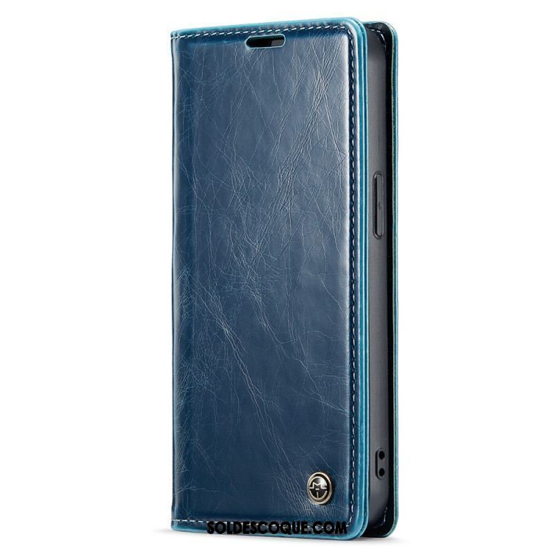 Flip Cover iPhone 15 Plus Simili Cuir Ciré CASEME