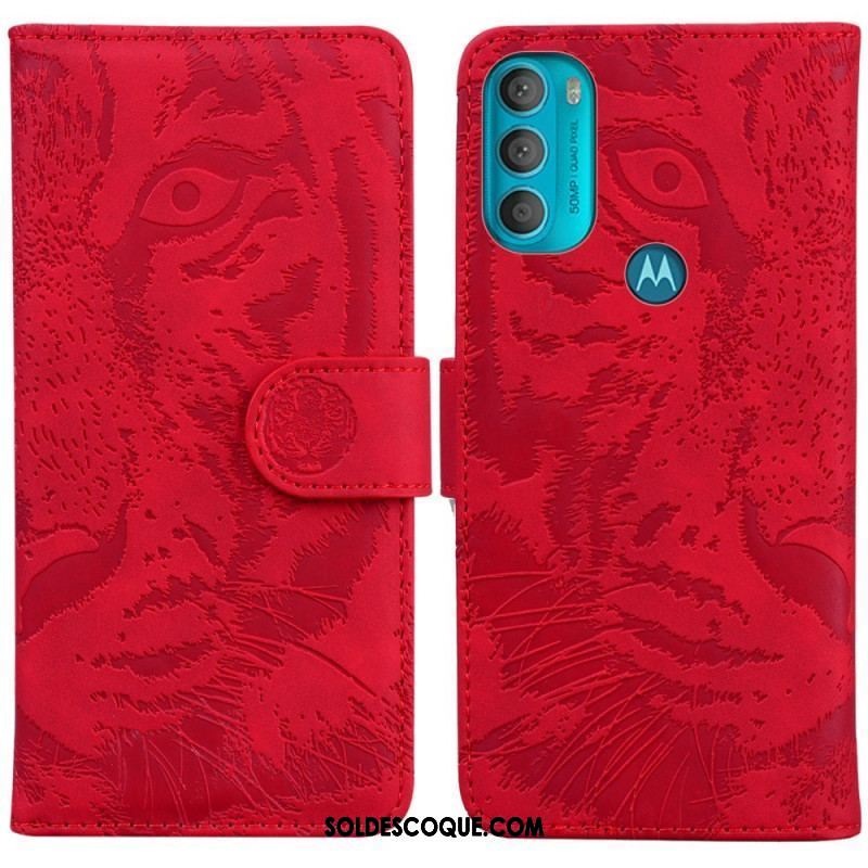 Housse Moto G71 5G Empreinte Face de Tigre