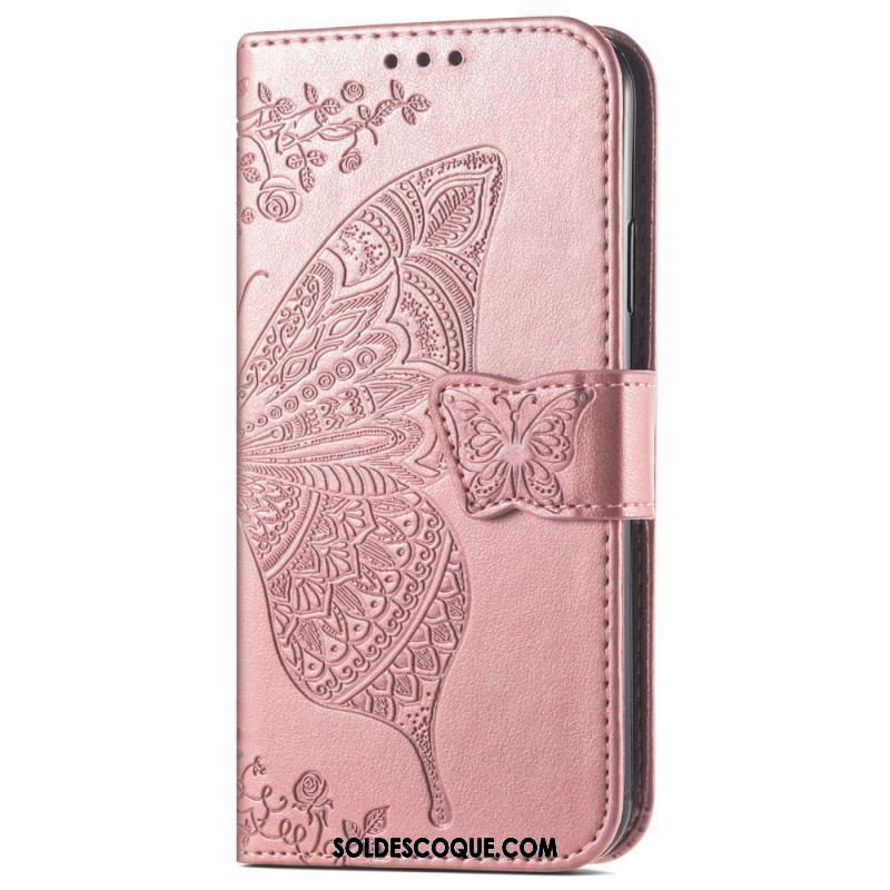 Housse Moto G73 5G Papillon Baroque