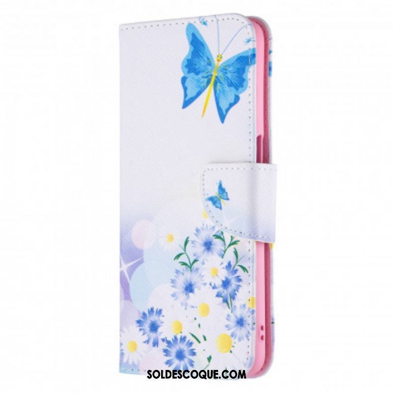 Housse Oppo A54 5G / A74 5G Papillons et Fleurs Peints