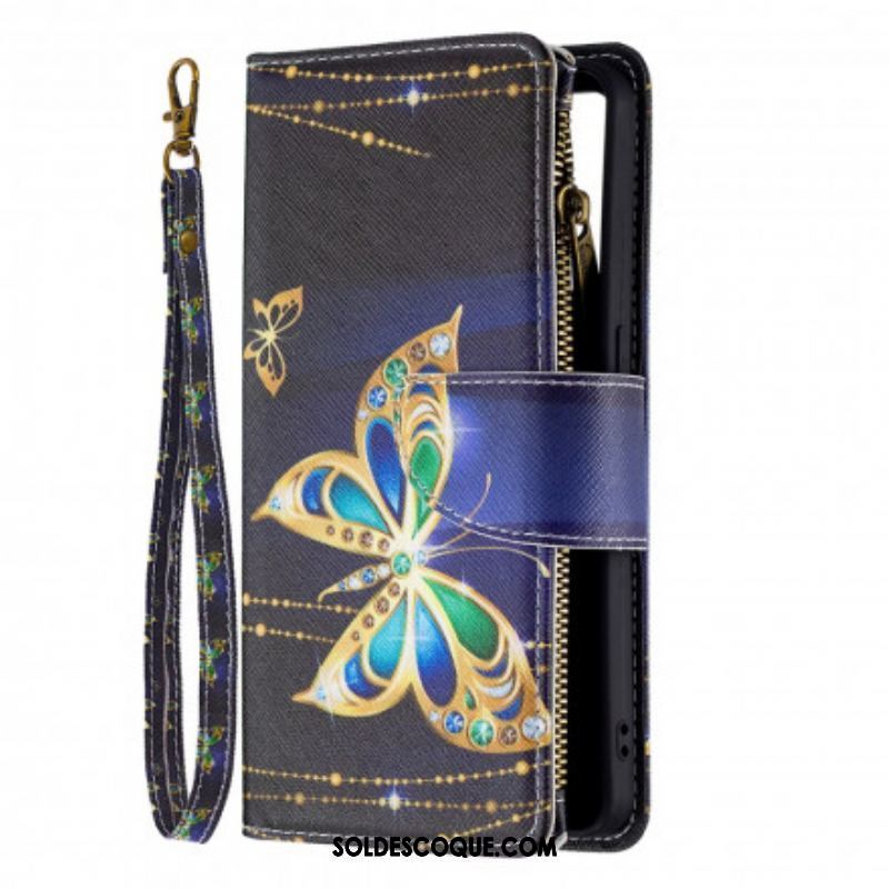 Housse Oppo Reno 6 5G Poche Zippée Papillons