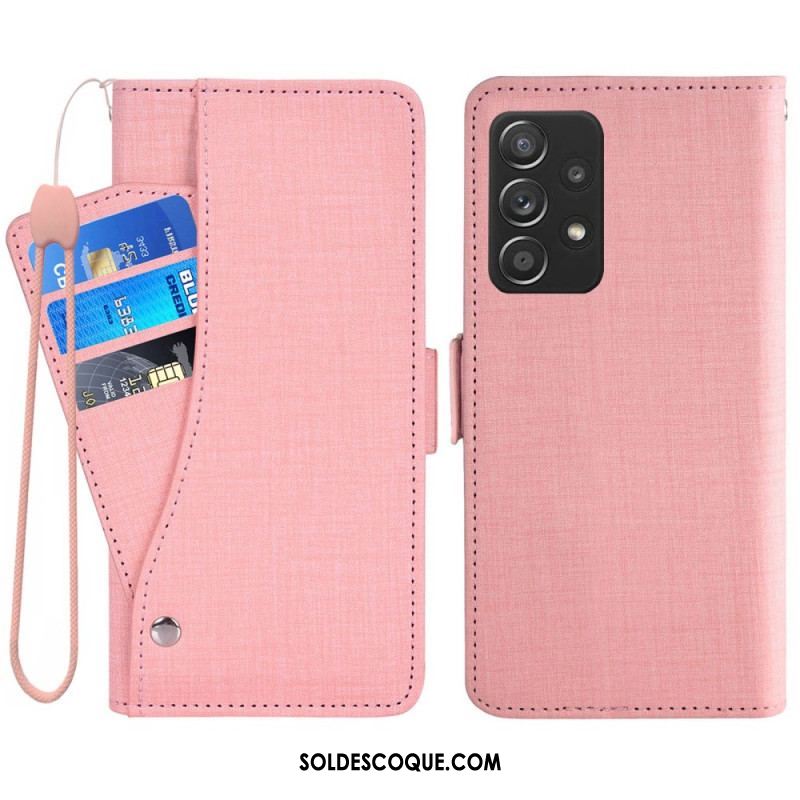 Housse Samsung Galaxy A53 5G Jeans avec Porte-Cartes Rotatif