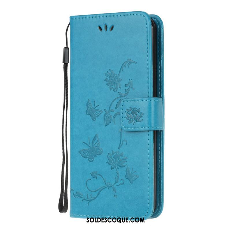 Housse Samsung Galaxy M32 Fleurs à Lanière