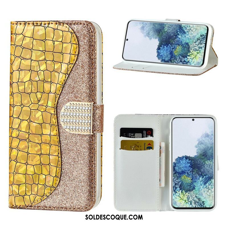 Housse Samsung Galaxy S21 5G Croco Diamants