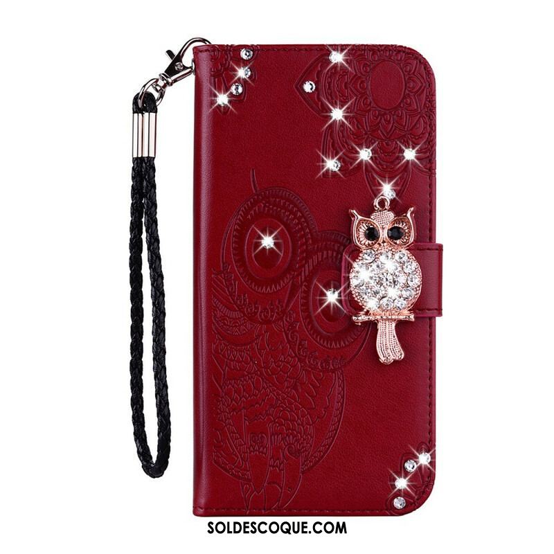 Housse Samsung Galaxy S21 FE Hibou Mandala et Breloque