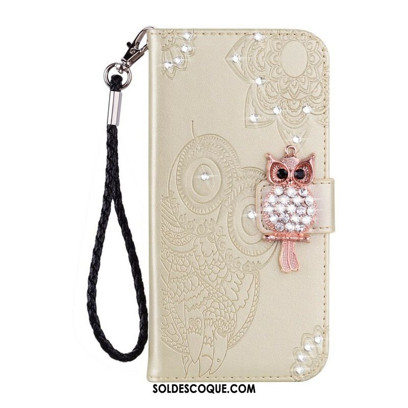 Housse Samsung Galaxy S21 FE Hibou Mandala et Breloque