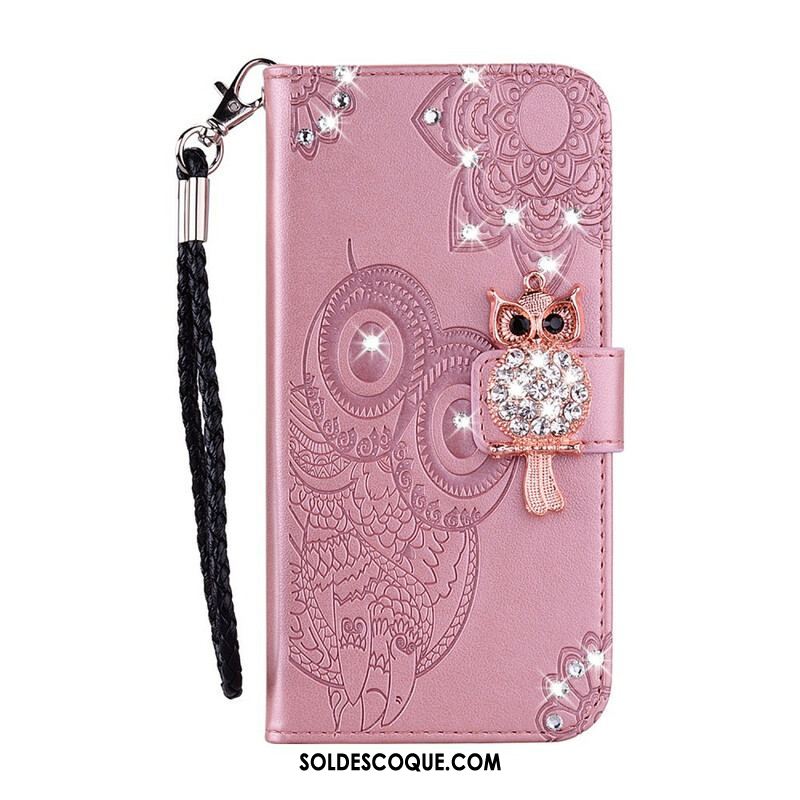 Housse Samsung Galaxy S21 FE Hibou Mandala et Breloque