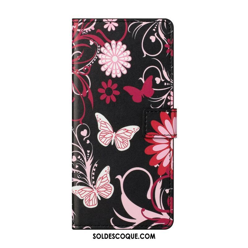 Housse Samsung Galaxy S21 FE Papillons et Fleurs