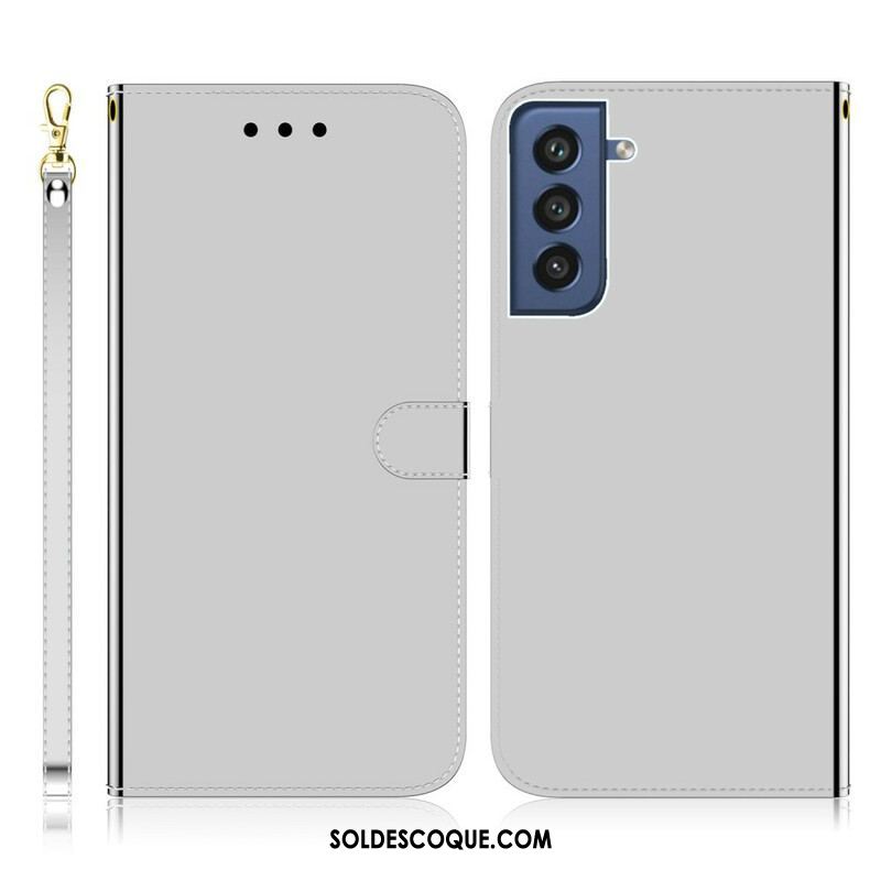 Housse Samsung Galaxy S21 FE Simili Cuir Couverture MIroir