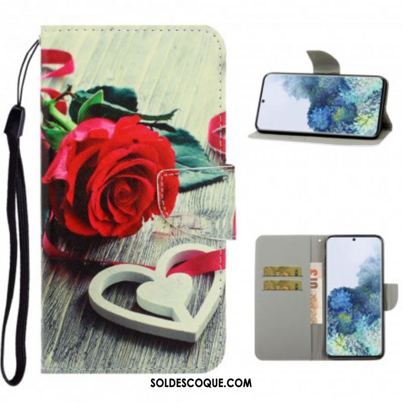 Housse Samsung Galaxy S21 Ultra 5G Fleurs Colorées à Lanière