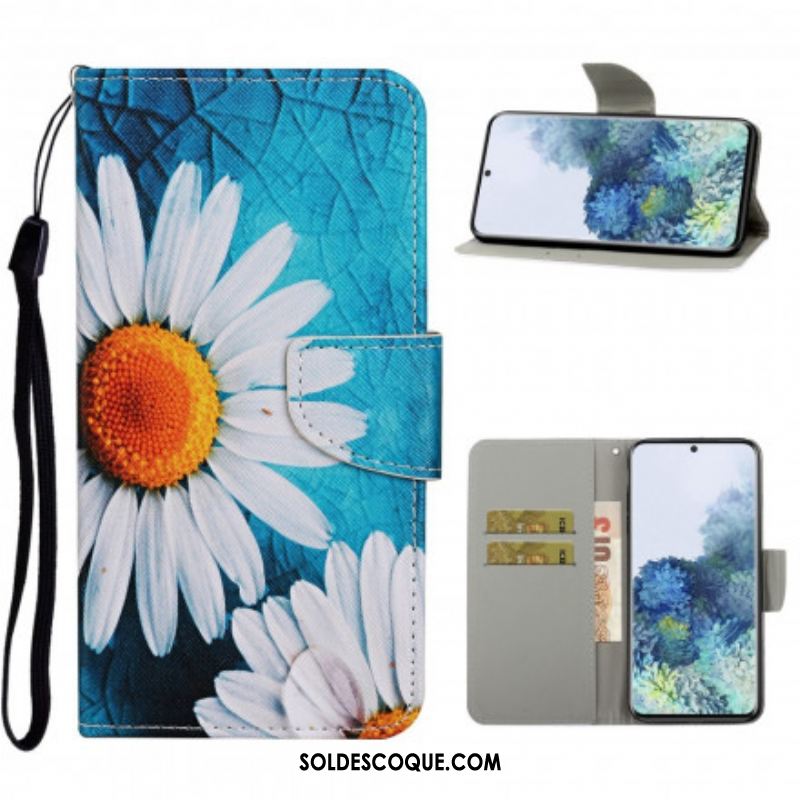 Housse Samsung Galaxy S21 Ultra 5G Fleurs Magistrales avec Lanière