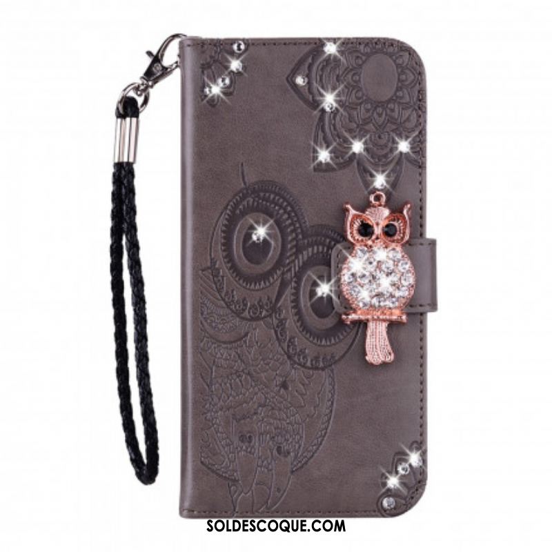 Housse Samsung Galaxy S21 Ultra 5G Hibou Mandala et Breloque