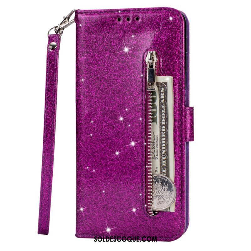 Housse Samsung Galaxy S22 5G Porte-Monnaie Paillettes