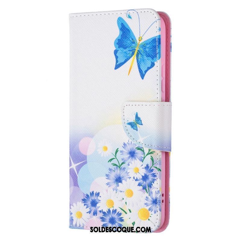 Housse Samsung Galaxy S22 Plus 5G Papillons et Fleurs Peints