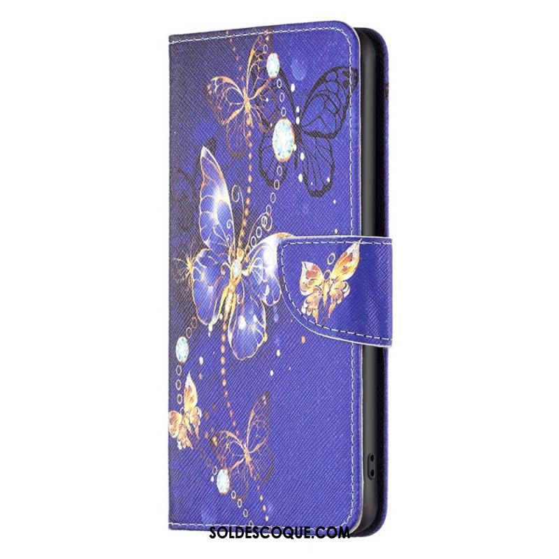 Housse Samsung Galaxy S23 5G Papillons Dorés