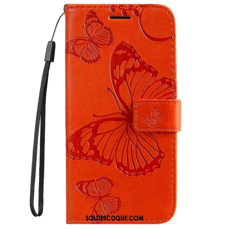 Housse Samsung Galaxy S23 5G Papillons Géants à Lanière