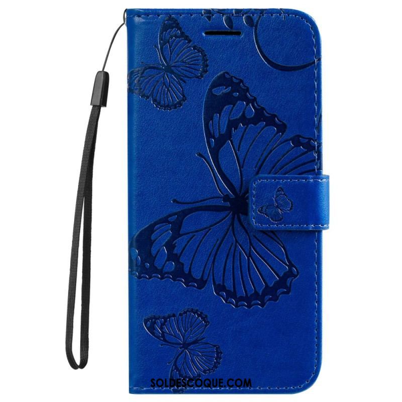 Housse Samsung Galaxy S23 5G Papillons Géants à Lanière