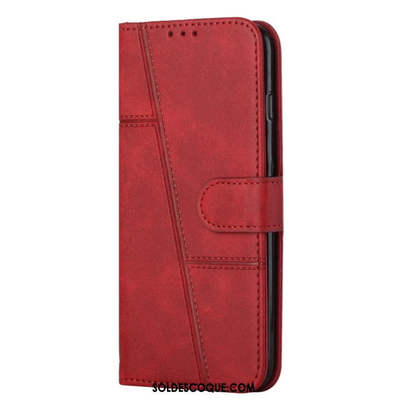 Housse Samsung Galaxy S23 5G Style Cuir Géométrique à Lanière