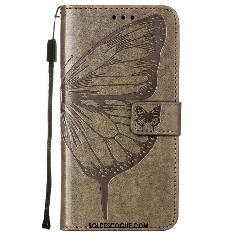 Housse Samsung Galaxy S23 Plus 5G Papillon Baroque à Lanière