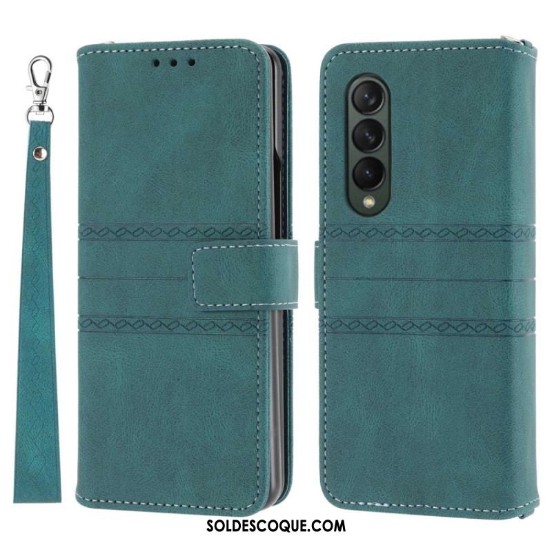 Housse Samsung Galaxy Z Fold 4 Simili Cuir Belt Motif