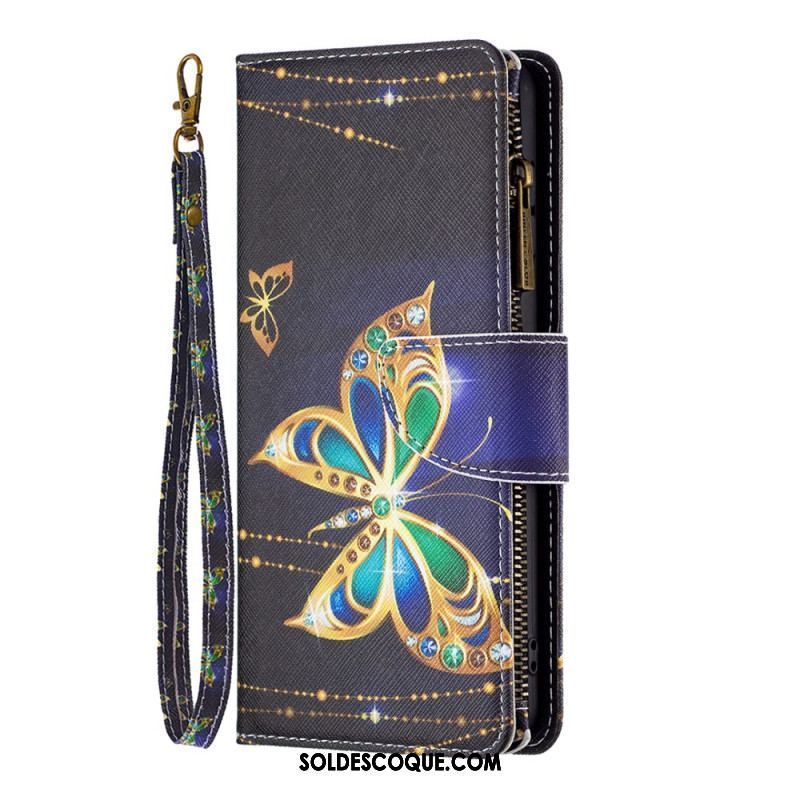 Housse Xiaomi 13 Poche Zippée Papillons