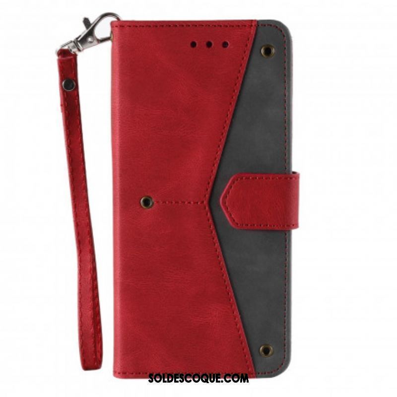 Housse Xiaomi Redmi Note 10/10S/Poco M5s Simili Cuir Bicolore Rivets