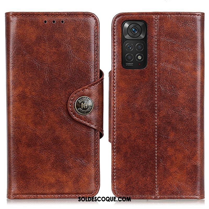 Housse Xiaomi Redmi Note 11 / 11s Simili Cuir Brillant Bouton