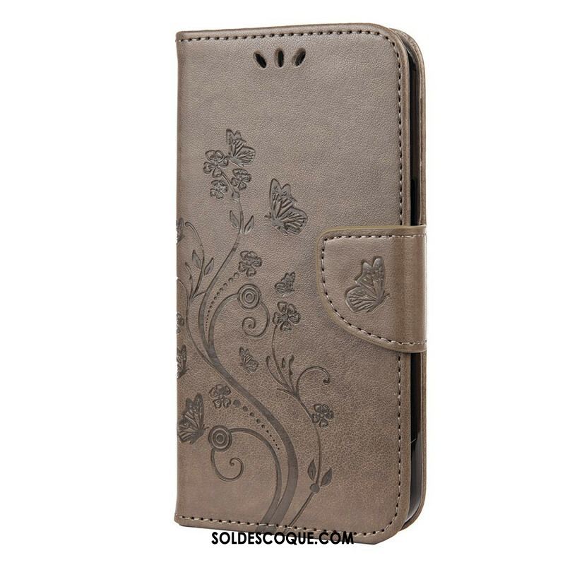 Housse iPhone 13 Mini Florale à Lanière