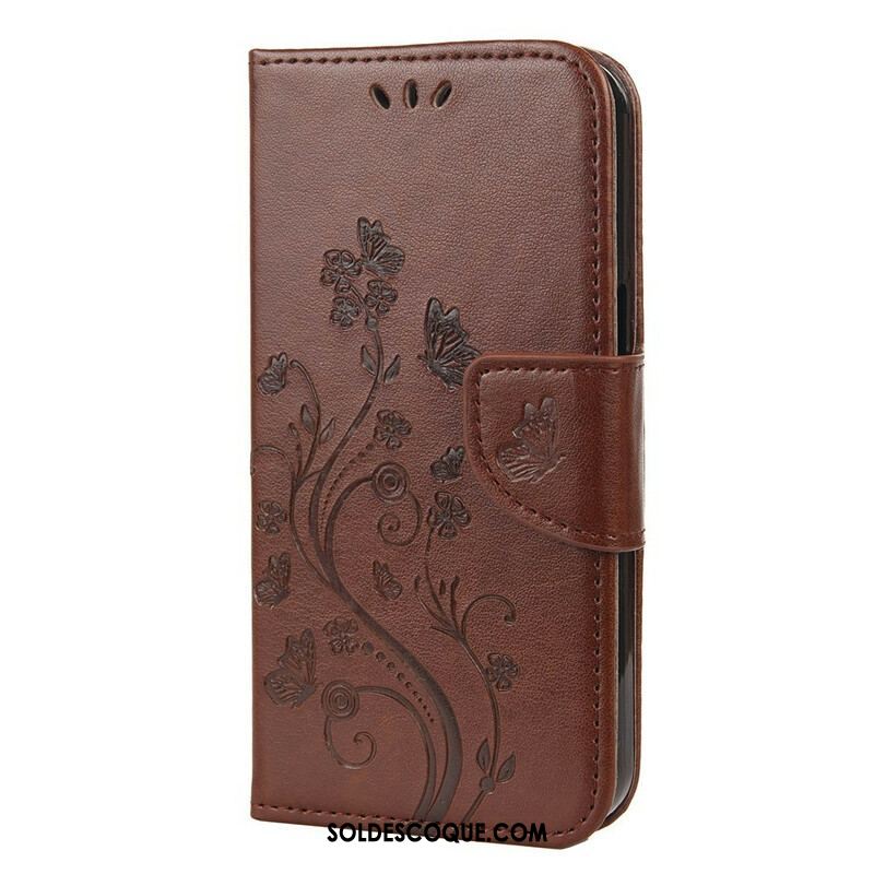 Housse iPhone 13 Mini Florale à Lanière