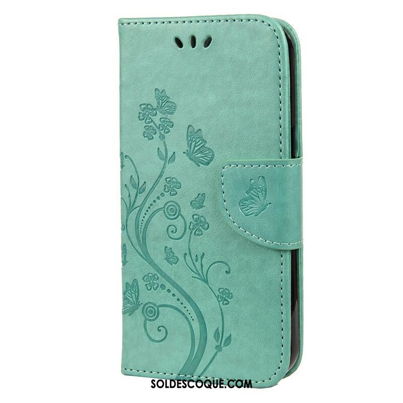 Housse iPhone 13 Mini Florale à Lanière