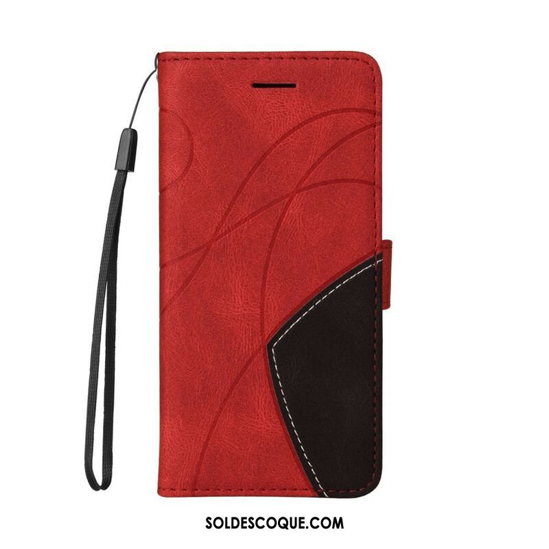 Housse iPhone 13 Mini Simili Cuir Bicolore Signature