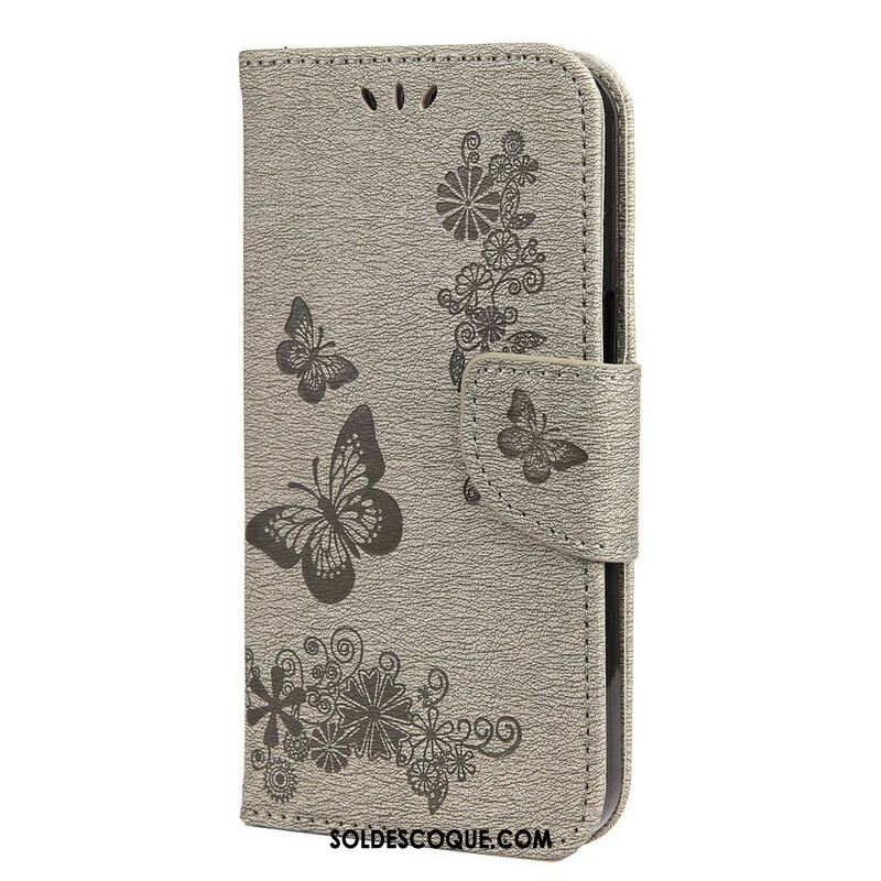 Housse iPhone 13 Mini Splendides Papillons à Lanière