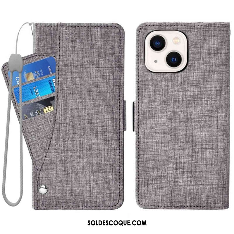 Housse iPhone 14 Jeans avec Porte-Cartes Rotatif