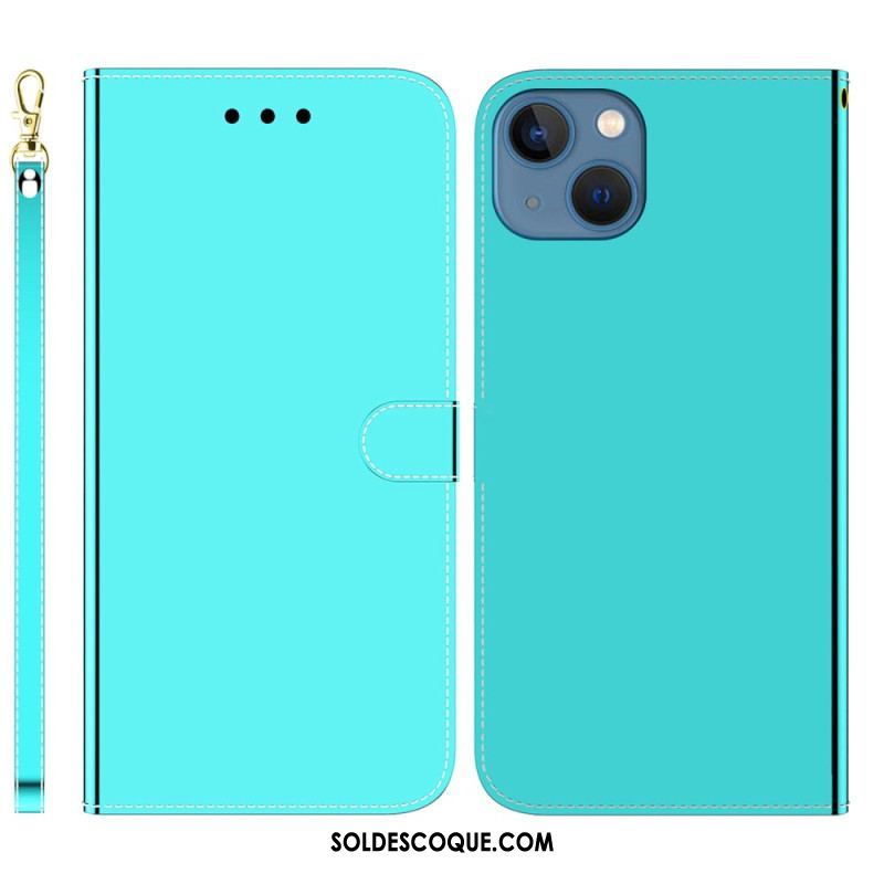 Housse iPhone 14 Plus Simili Cuir Couverture Miroir