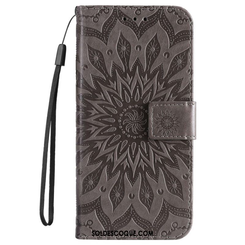 Housse iPhone 14 Pro Max Mandala Soleil avec Lanière