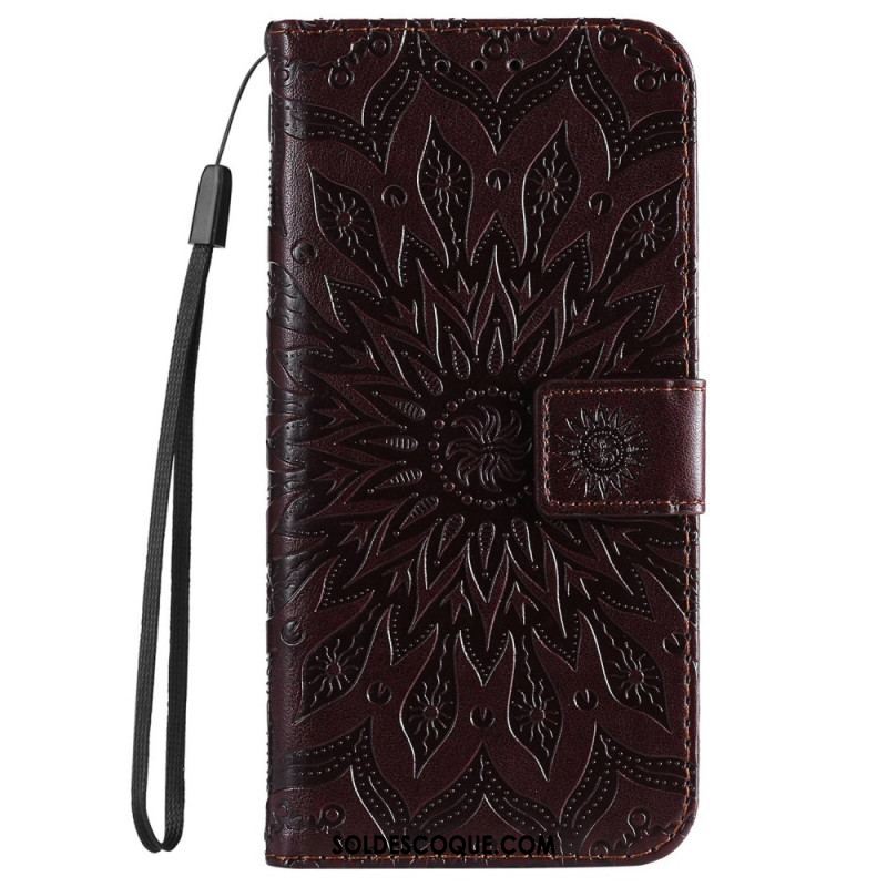 Housse iPhone 14 Pro Max Mandala Soleil avec Lanière