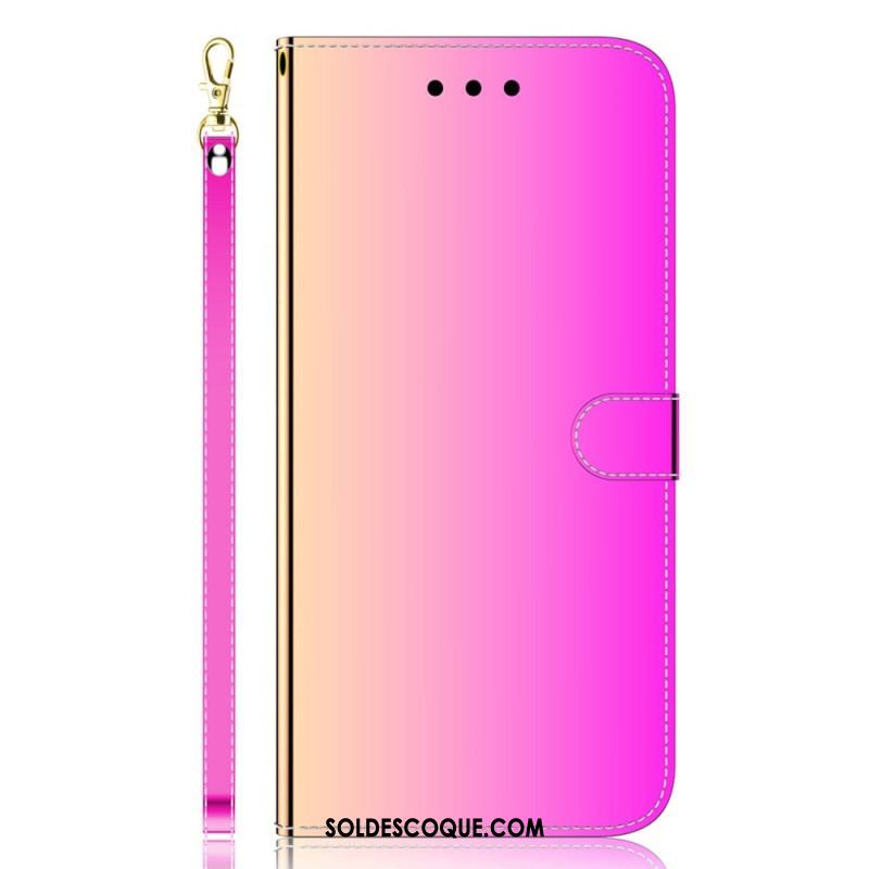 Housse iPhone 14 Pro Max Simili Cuir Couverture Miroir