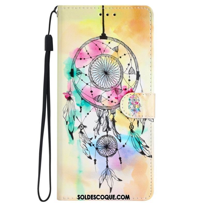 Housse iPhone 15 Attrape Rêves Aquarelle à Lanière